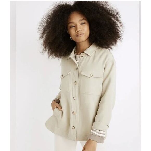 Madewell L Button Front Shirt Waffleback Branner Shirt-Jacket in Faded Seagrass - Picture 1 of 8